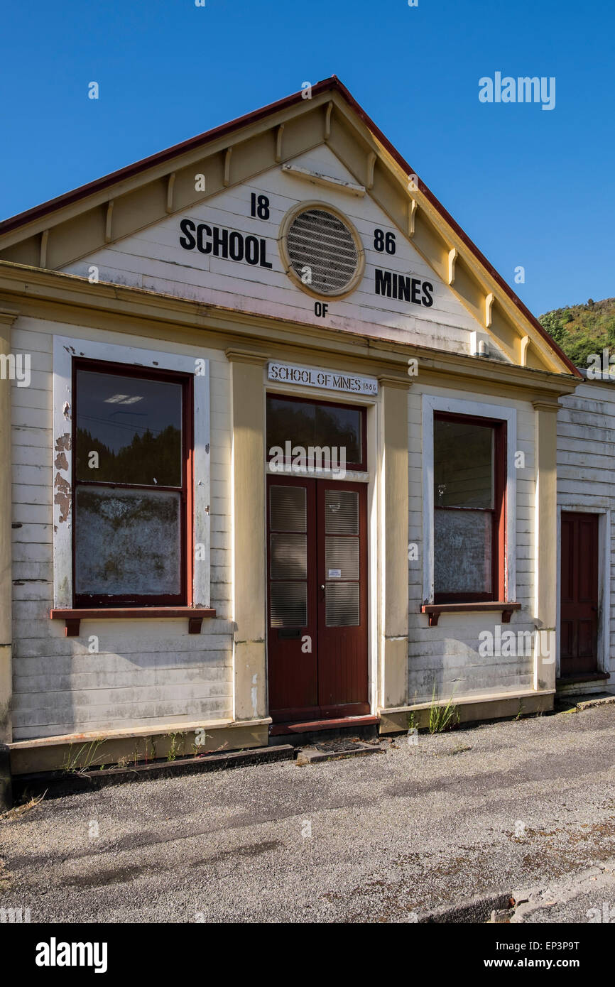 The old School of Mines in Reefton, New Zealand. Stock Photo
