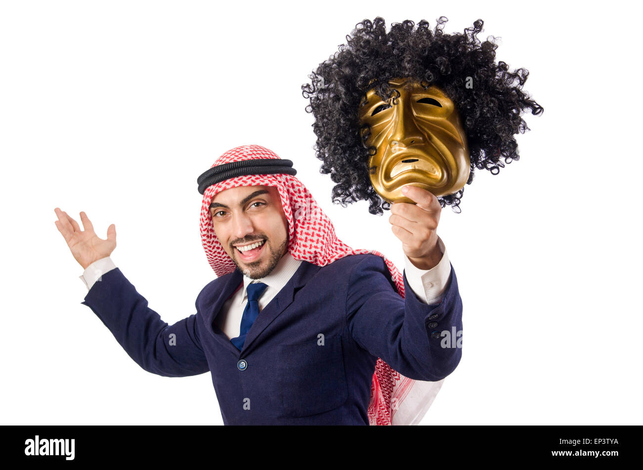 Arab man hypocrisy concept Stock Photo
