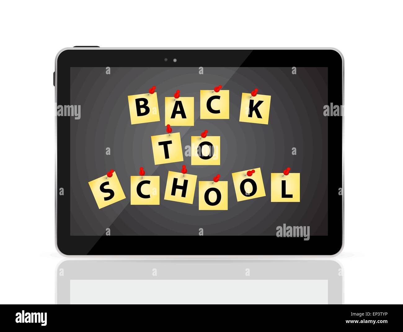 Black Tablet PC with Back to School Vector Illustration Stock Vector