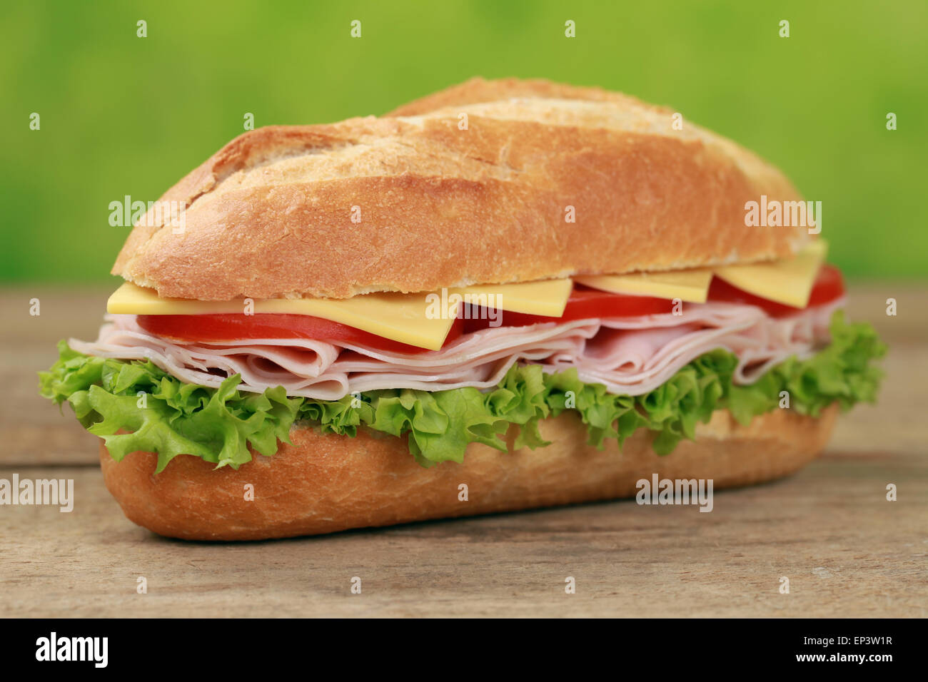 Sub Sandwich mit Schinken Stock Photo
