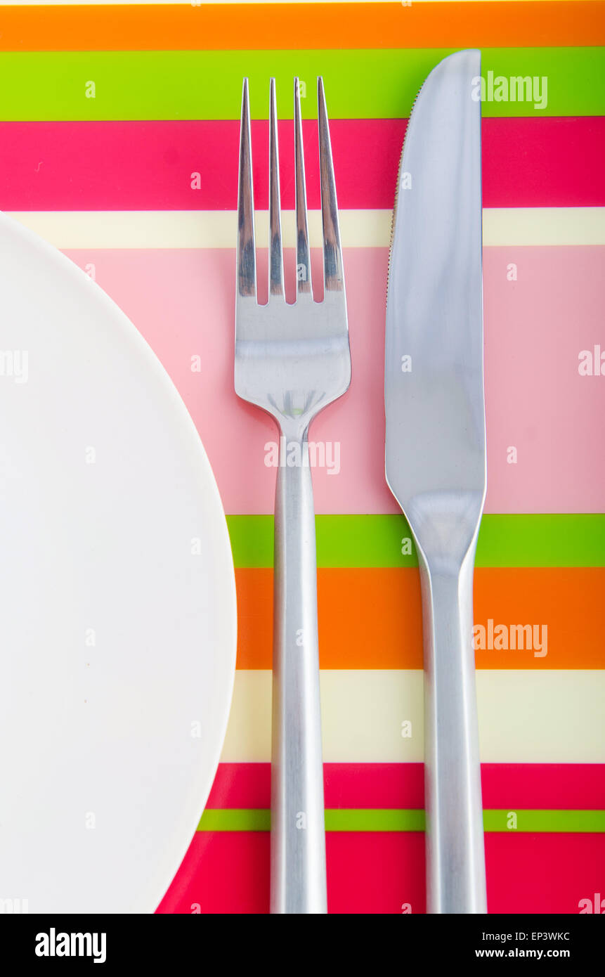 Table setting with knife and fork Stock Photo - Alamy