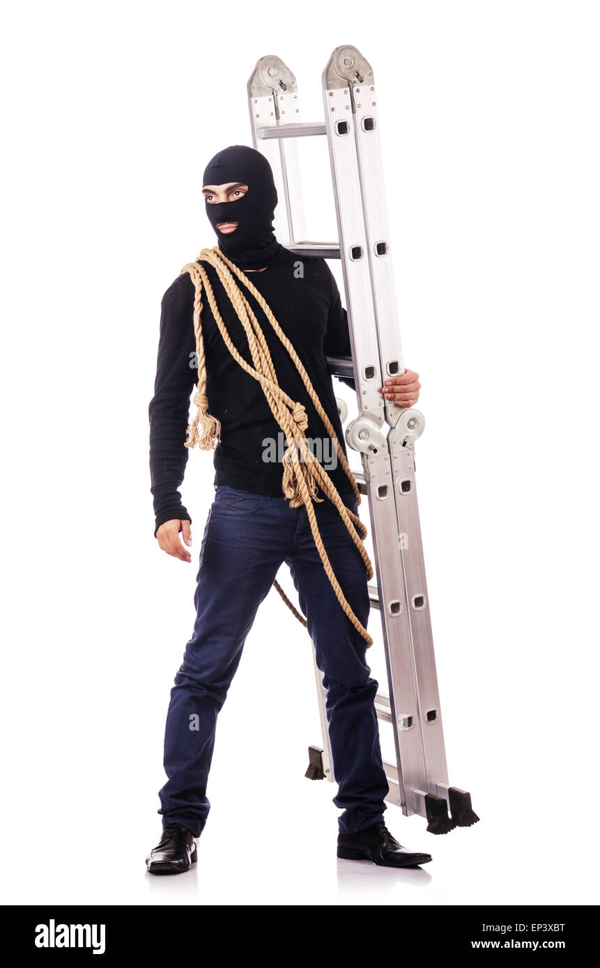 Burglar wearing balaclava isolated on white Stock Photo - Alamy