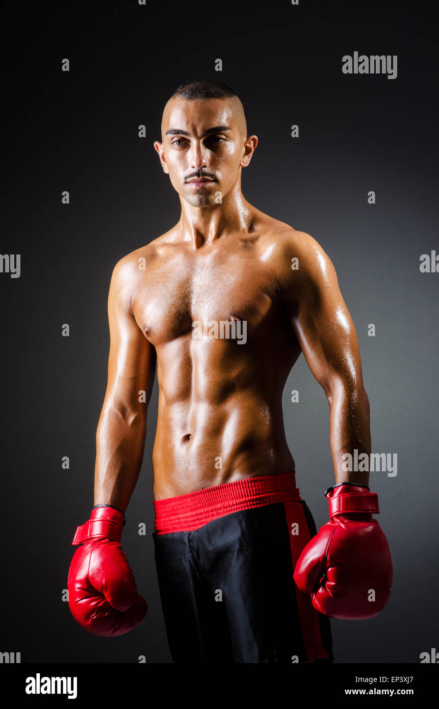 Muscular boxer in studio shooting Stock Photo - Alamy