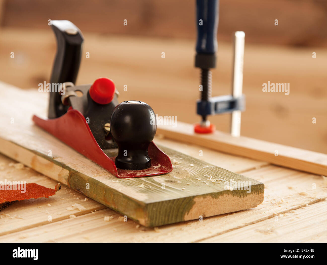 Woodworking tools on a carpenter's table Stock Photo - Alamy