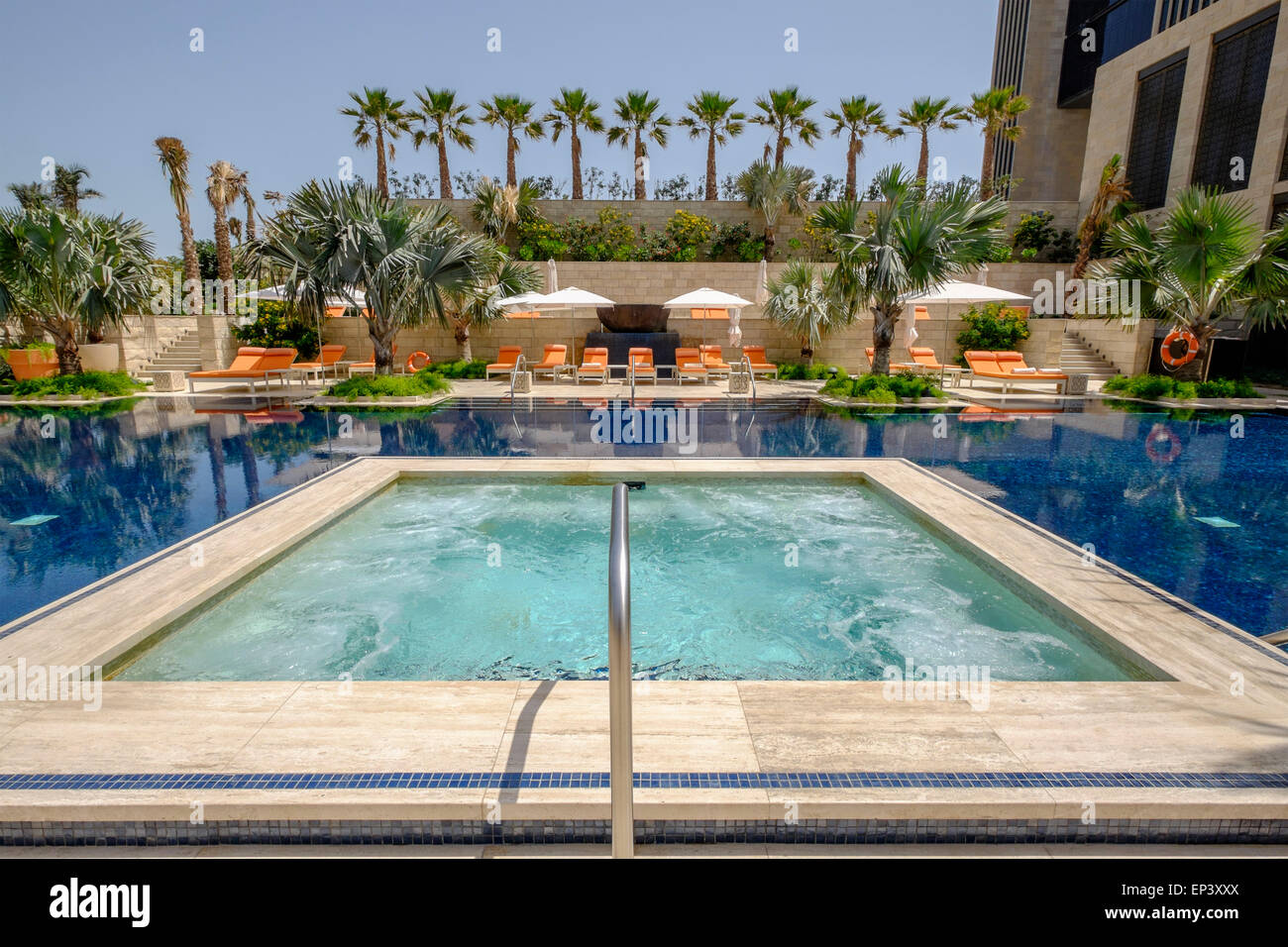 Swimming pool at new luxury  Four Seasons Hotel Bahrain Bay in Manama Kingdom of Bahrain Stock Photo