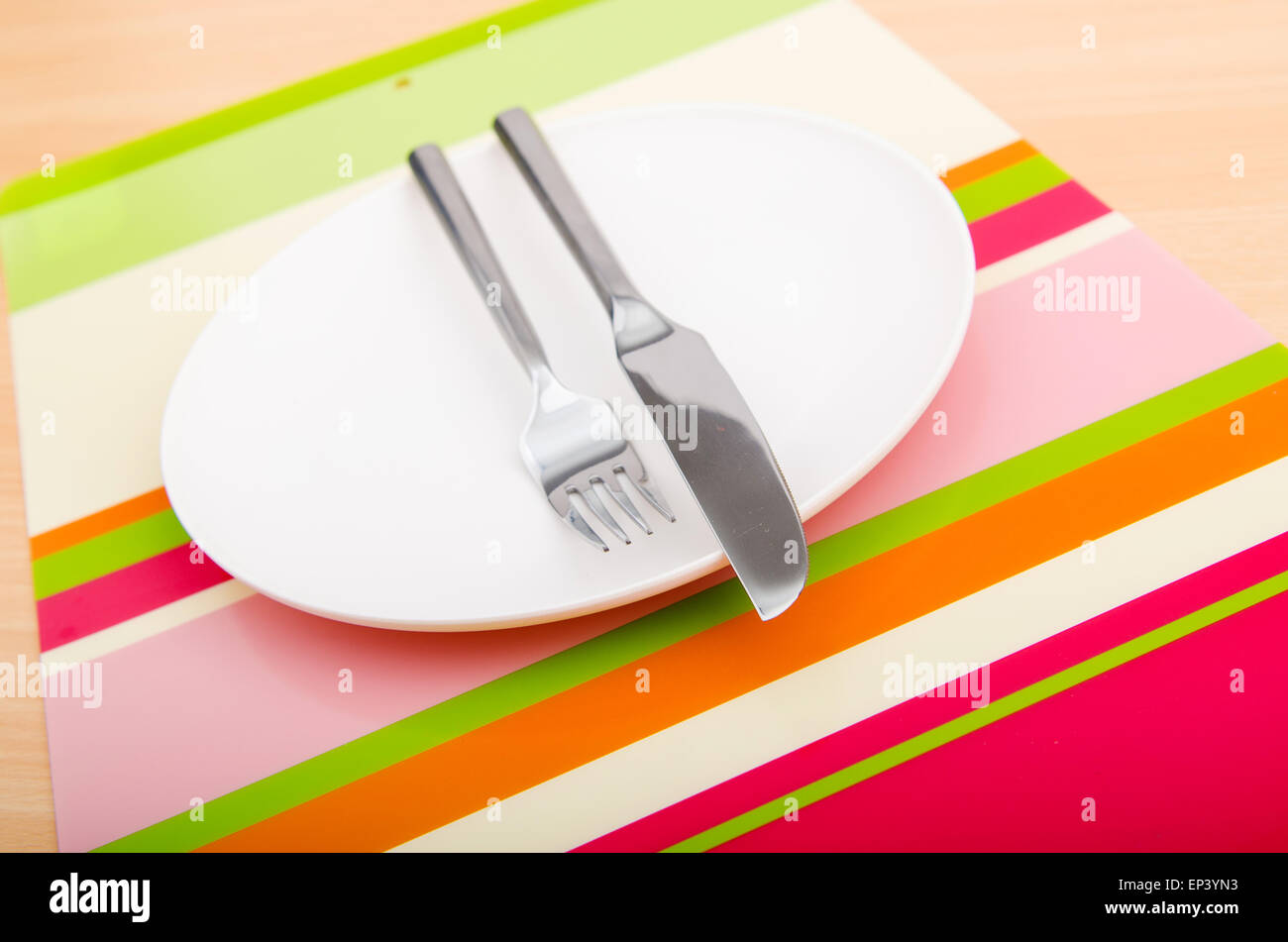 Table setting with knife and fork Stock Photo - Alamy