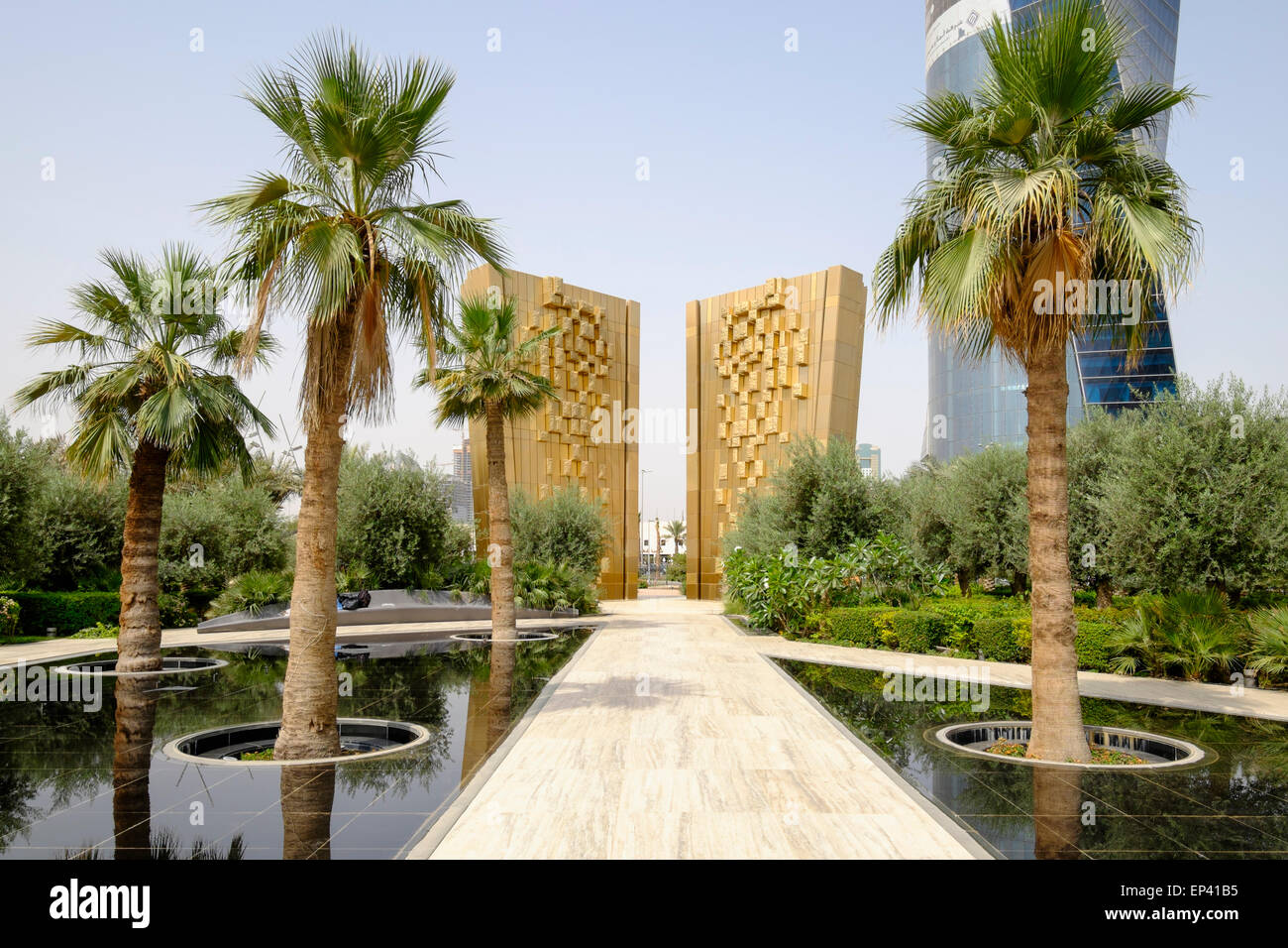 View of Constitution Monument inside new Al Shaheed Park in Kuwait City Kuwait. Stock Photo