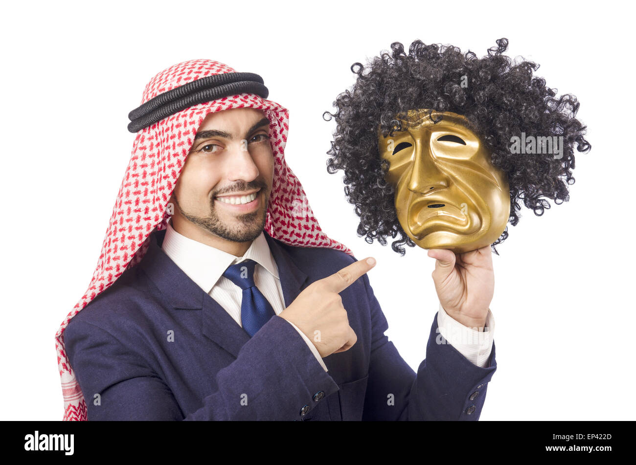 Arab man hypocrisy concept Stock Photo