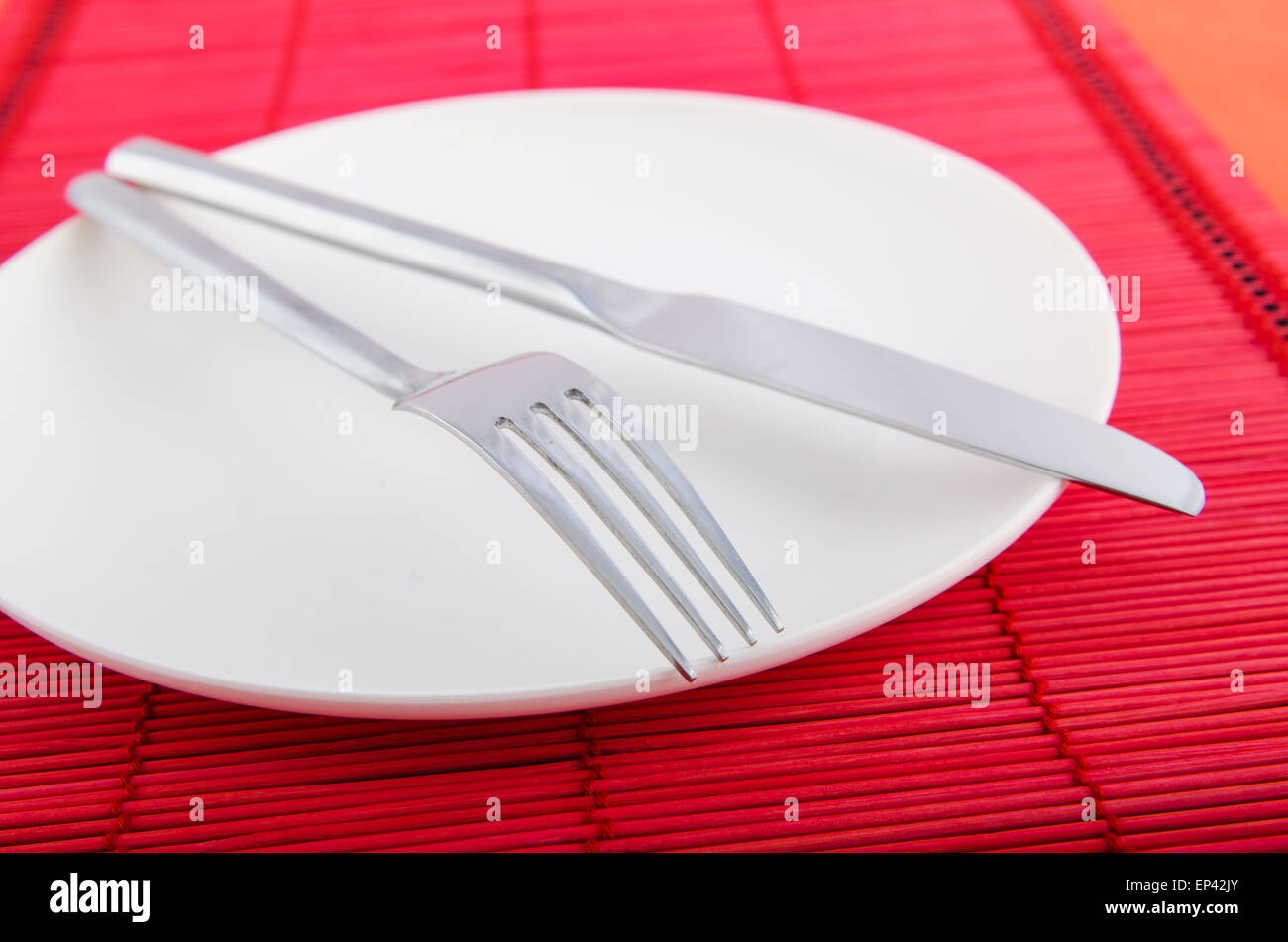 Table setting with knife and fork Stock Photo - Alamy