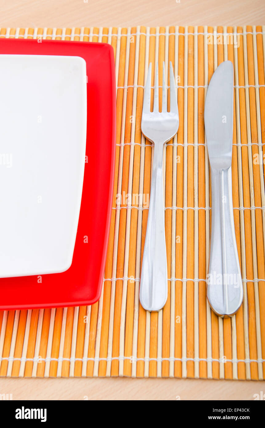 Table setting with knife and fork Stock Photo - Alamy