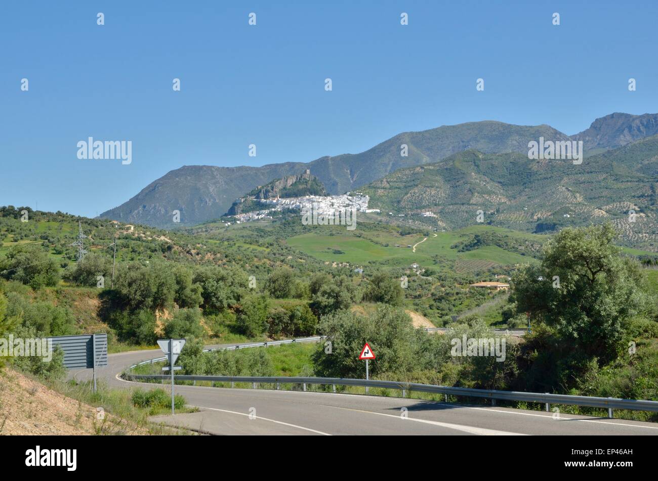 View of Zahara de la Sierra from the road. Zahara is a village in the ...