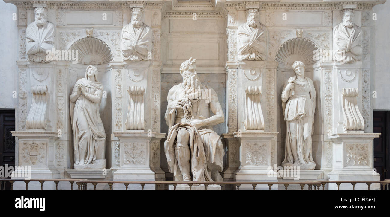 The statue of Moses by Michelangelo, located in San Pietro in Vincoli