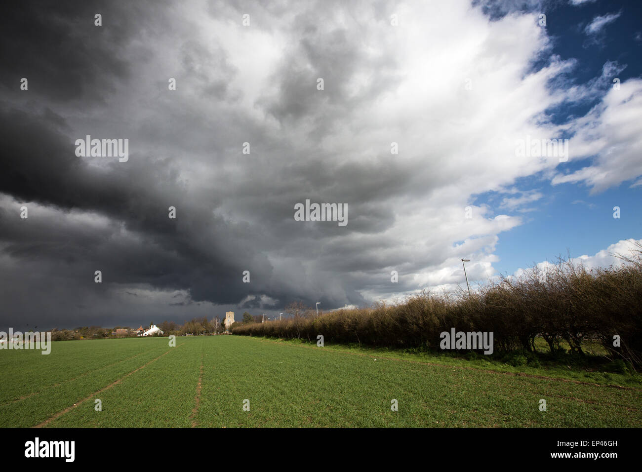 Dark storm clouds over the Cambridgeshire Fens Stock Photo - Alamy