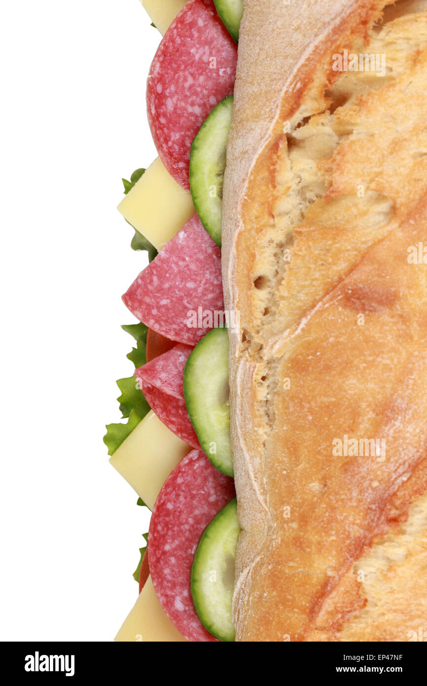 Salami Sandwich von oben Stock Photo