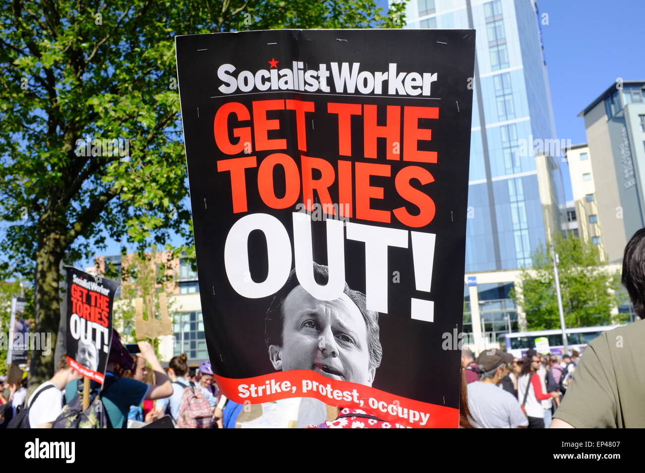 Bristol, UK. 13 May 2015. Thousands march against austerity following the recent election of a Conservative government which has proposed £12bn of welfare cuts. The protest in Bristol is one of many other similar events happening across the country calling for the protection of Welfare spending. Credit:  Jonny White/Alamy Live News Stock Photo