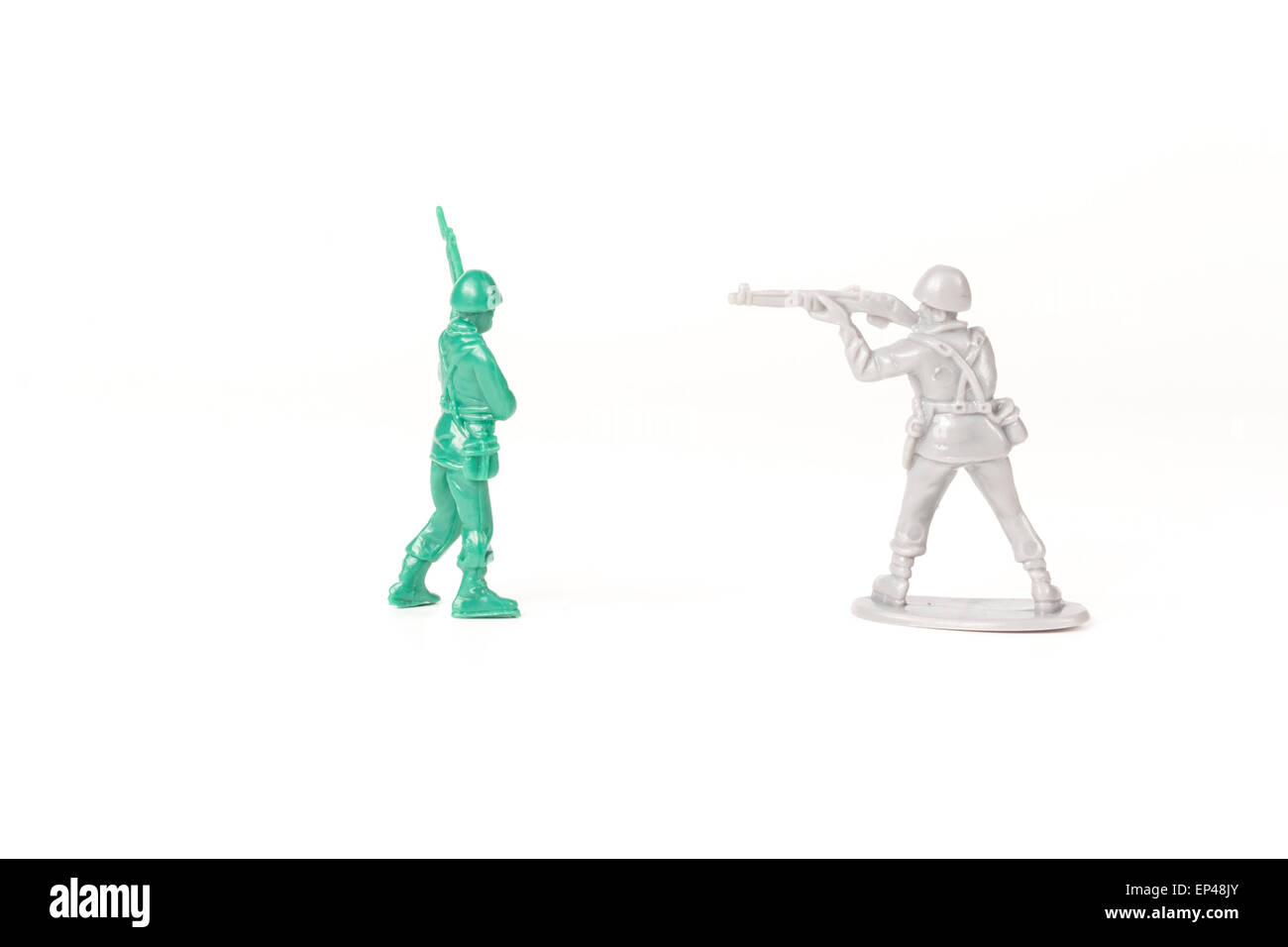 Green Army does not get along with gray army Stock Photo Alamy