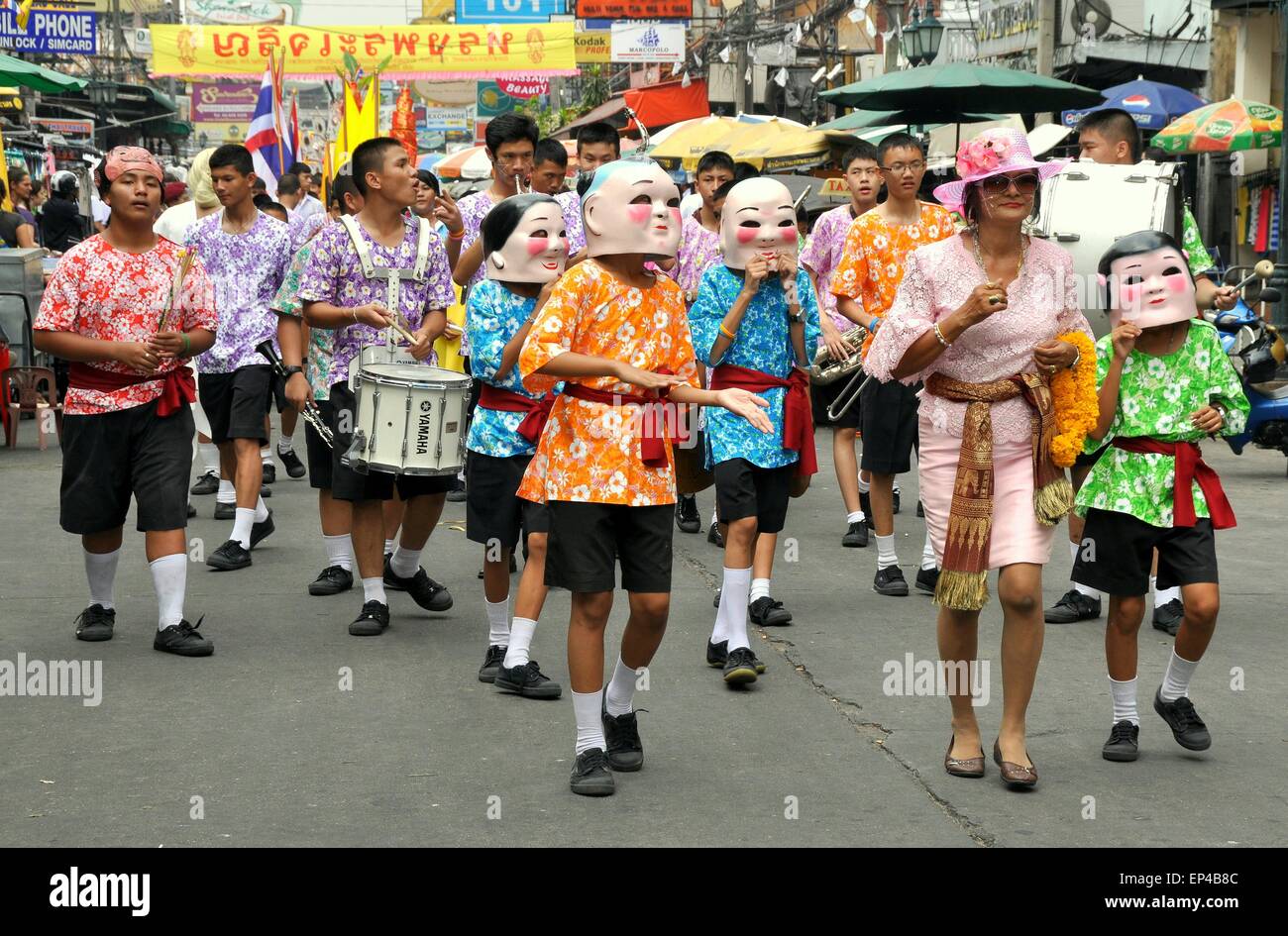 Bangkok, Thailand A parade of festive students raising money for their
