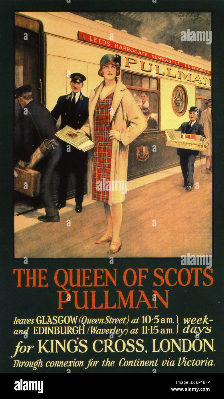 QUEEN OF SCOTS PULLMAN 1923 advert for the London-Glasgow rails service Stock Photo