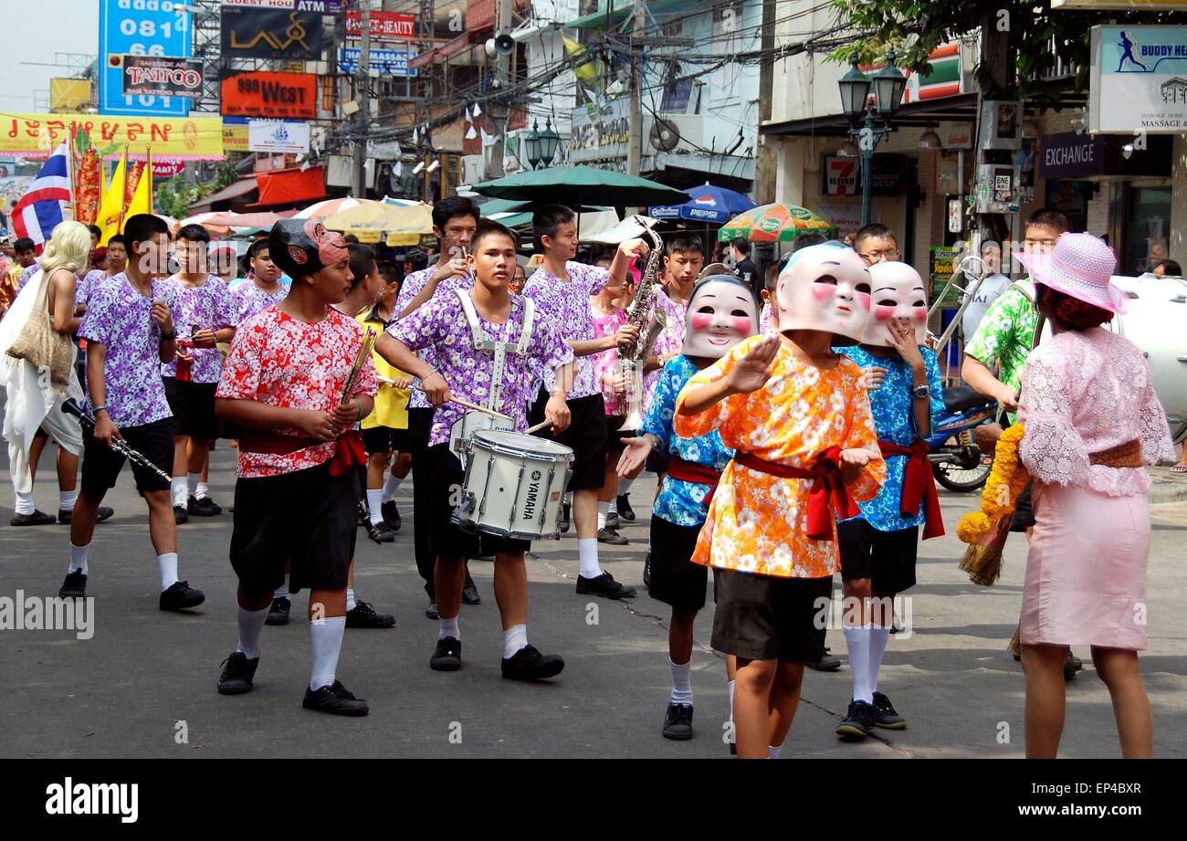 Bangkok, Thailand A parade of Thai students raising money for their