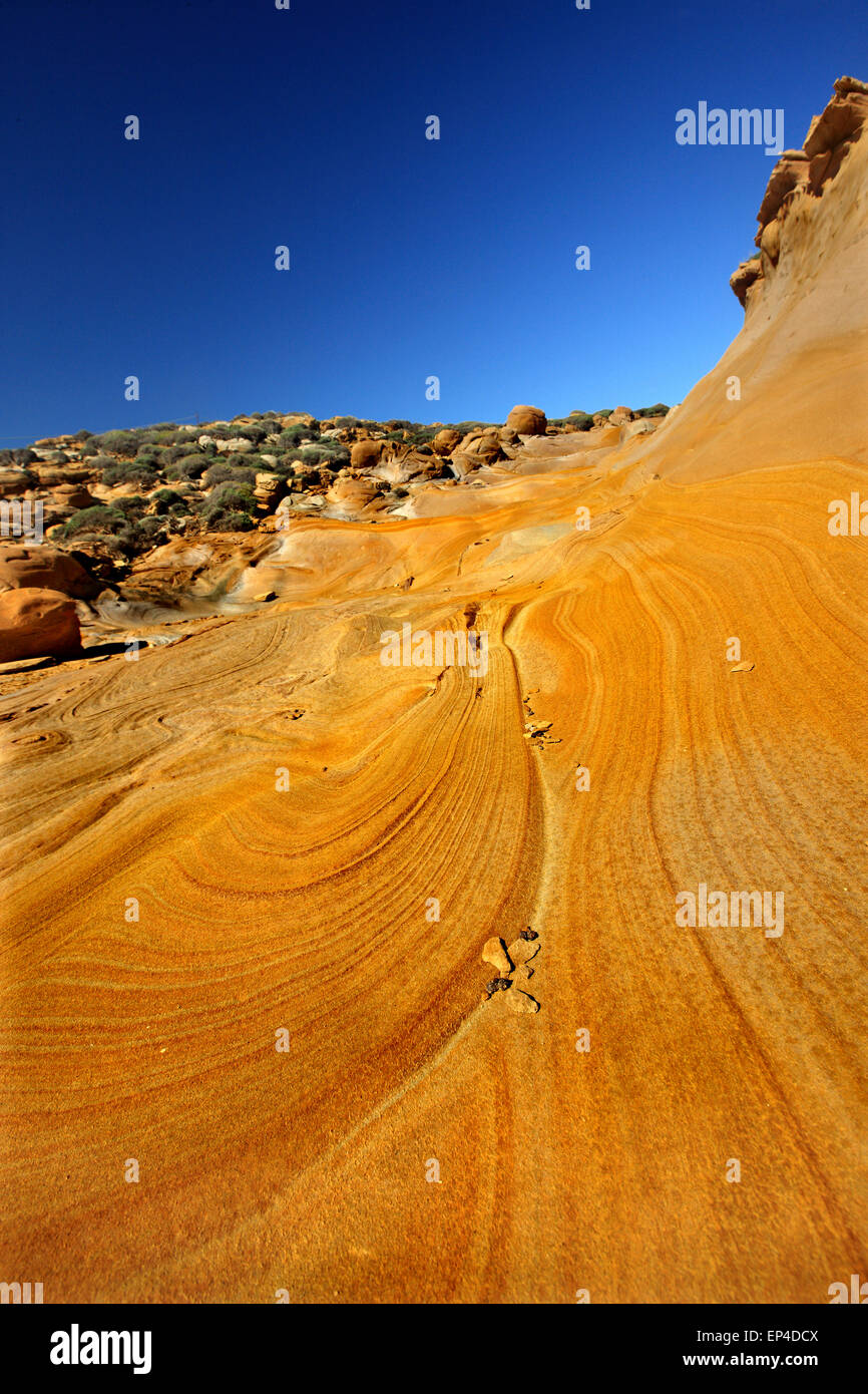 Amazing volcanic rocks at Faraklo (or 'Falakro') beach, Lemnos (Limnos) island, North Aegean, Greece. Stock Photo