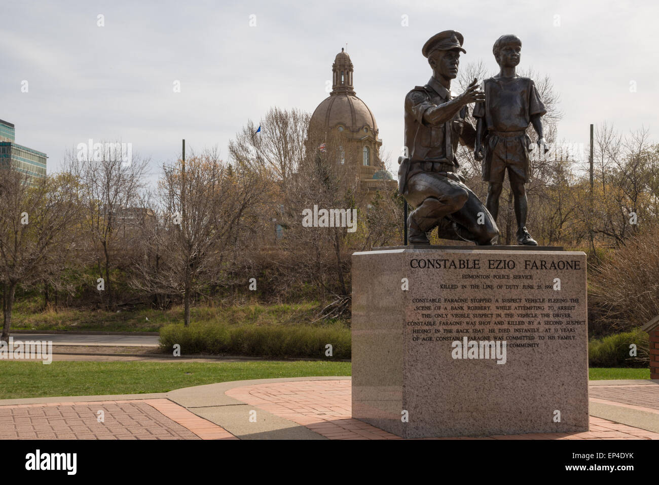 Bronze memorial statue for Constable Ezio Faraone, City of Edmonton