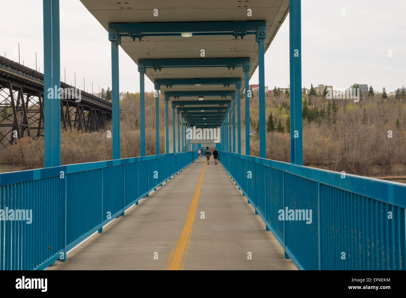 Dudley B. Menzies Bridge, a light rail transit and pedestrian bridge over the North Saskatchewan River in Edmonton, Alberta Stock Photo