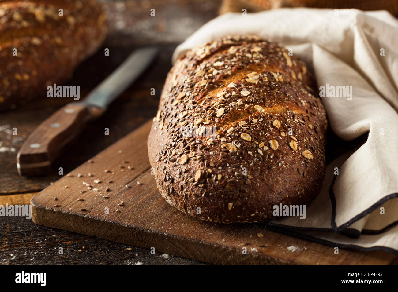 Organic Homemade Whole Wheat Bread Ready to Eat Stock Photo
