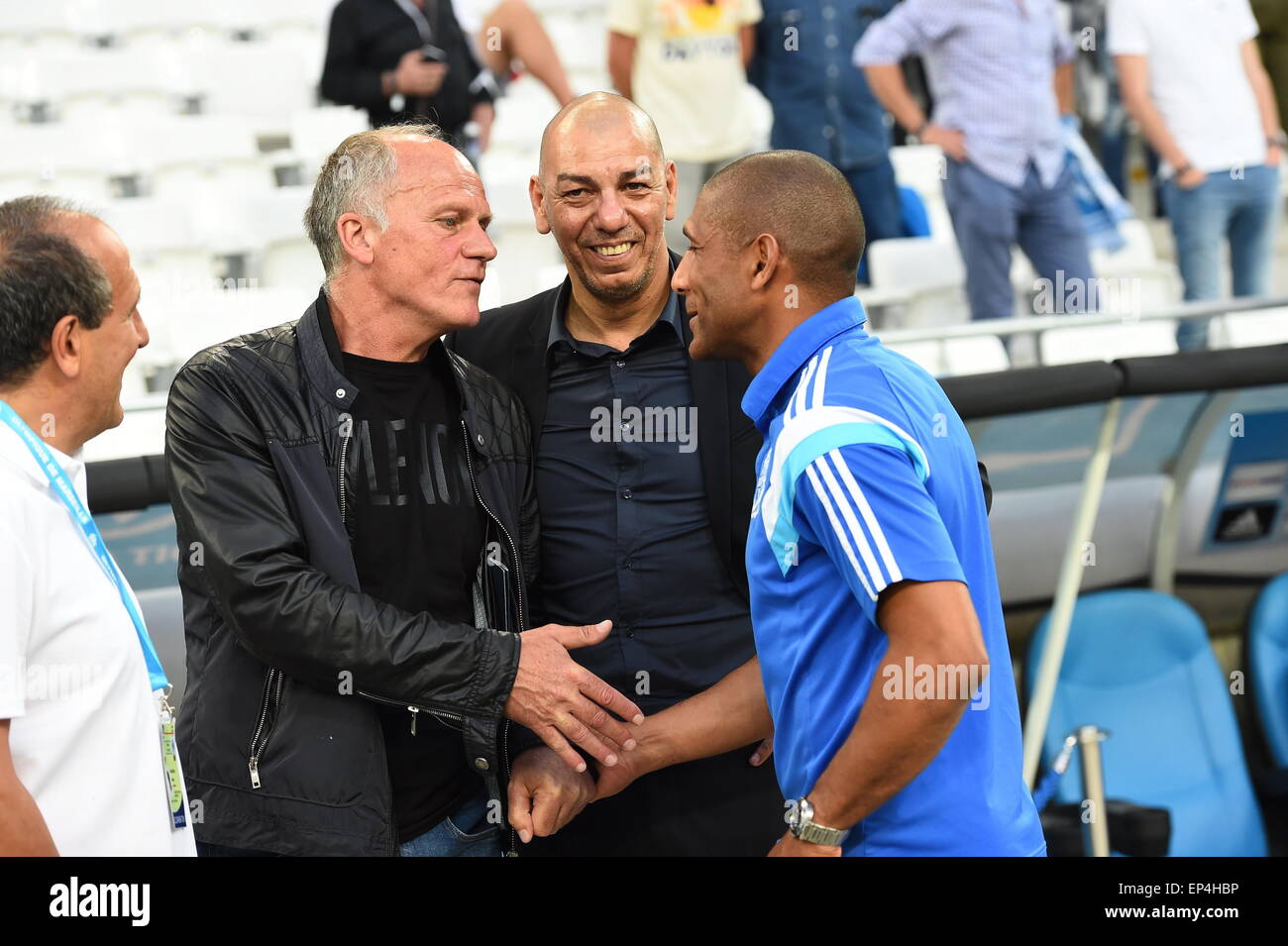 Bruno Germain / Carlos Mozer / Franck Passi - 10.05.2015 - Marseille / Monaco - 36eme journee de Ligue 1.Photo : Alexandre Dimou / Icon Sport Stock Photo