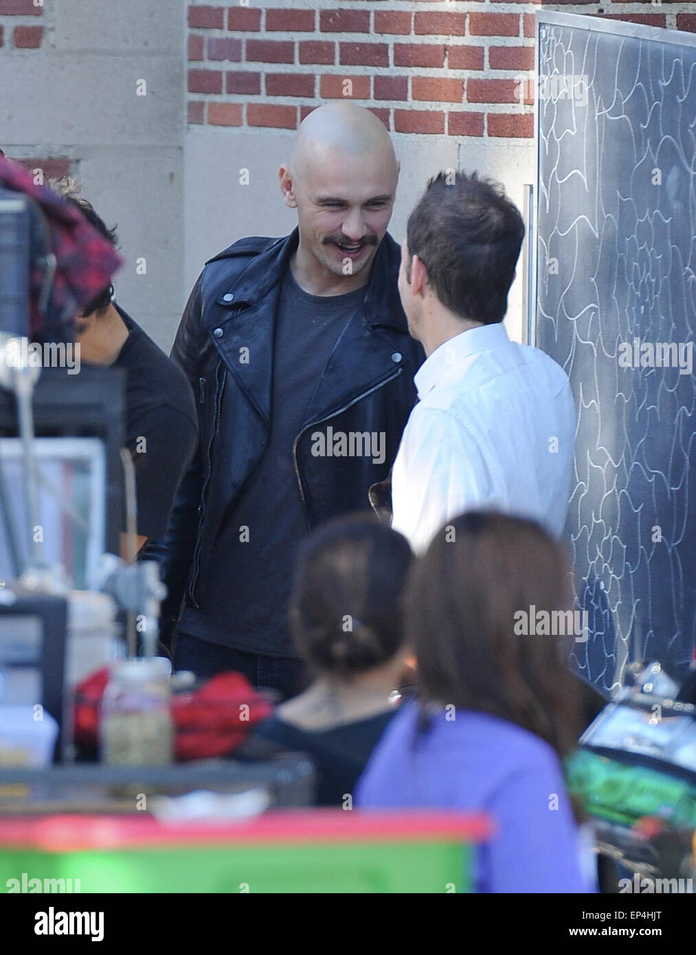 James Franco spotted chatting it up with college students at USC campus during break on the set of 'Zeroville' filming in Los Angeles. The actor was also seen wearing a cast on his hands.  Featuring: James Franco Where: Los Angeles, California, United States When: 09 Nov 2014 Credit: Cousart/JFXimages/WENN.com Stock Photo