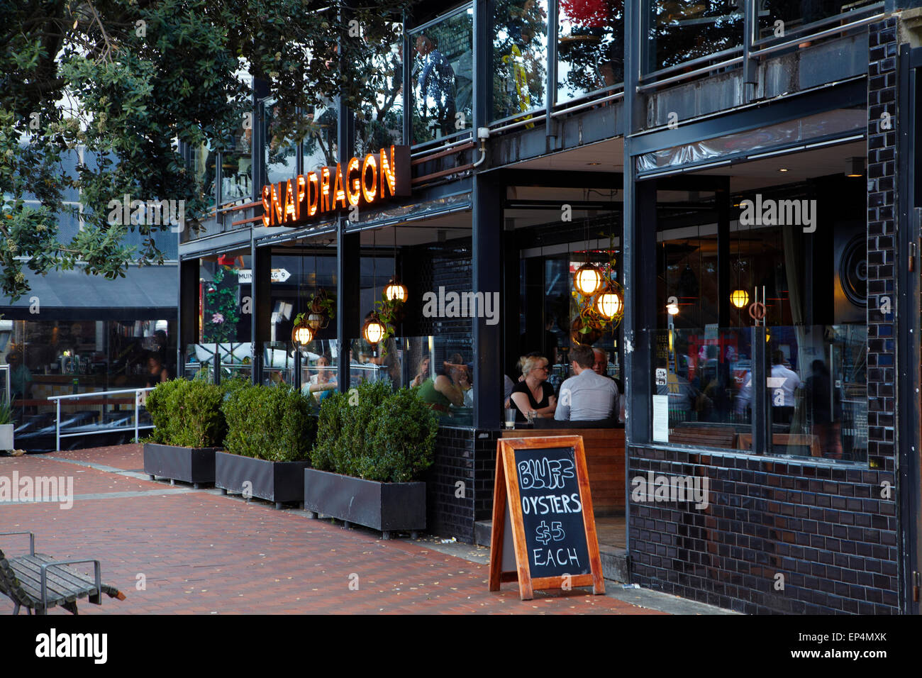 Snapdragon bar and restaurant, Viaduct Harbour, Auckland waterfront, North Island, New Zealand Stock Photo
