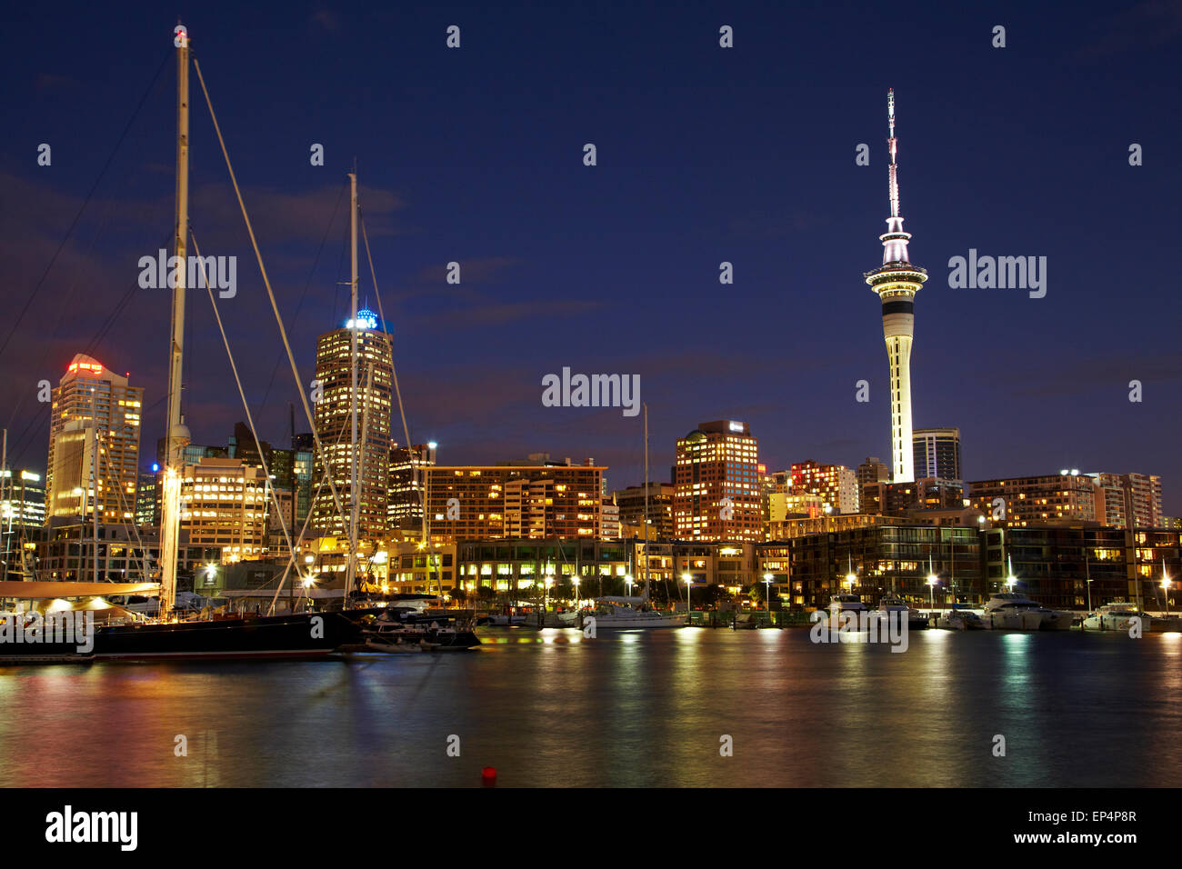 CBD, Viaduct Harbour, and Skytower, Auckland, North Island, New Zealand Stock Photo Alamy