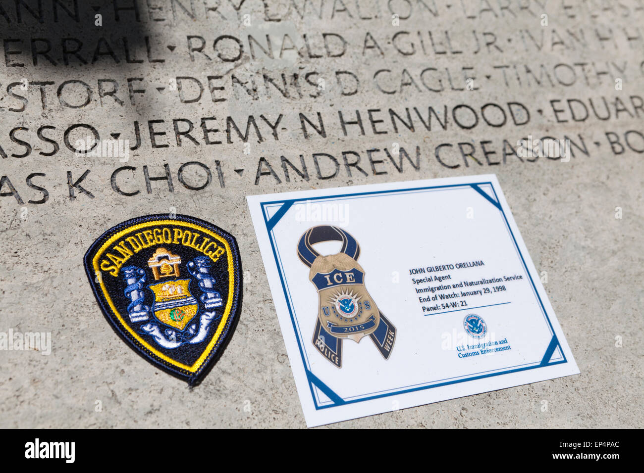 Texas ranger signing Blue Lives Matter custom car hood with signatures  honoring fallen on duty Police Officers. National Police week. Washington  DC Stock Photo - Alamy