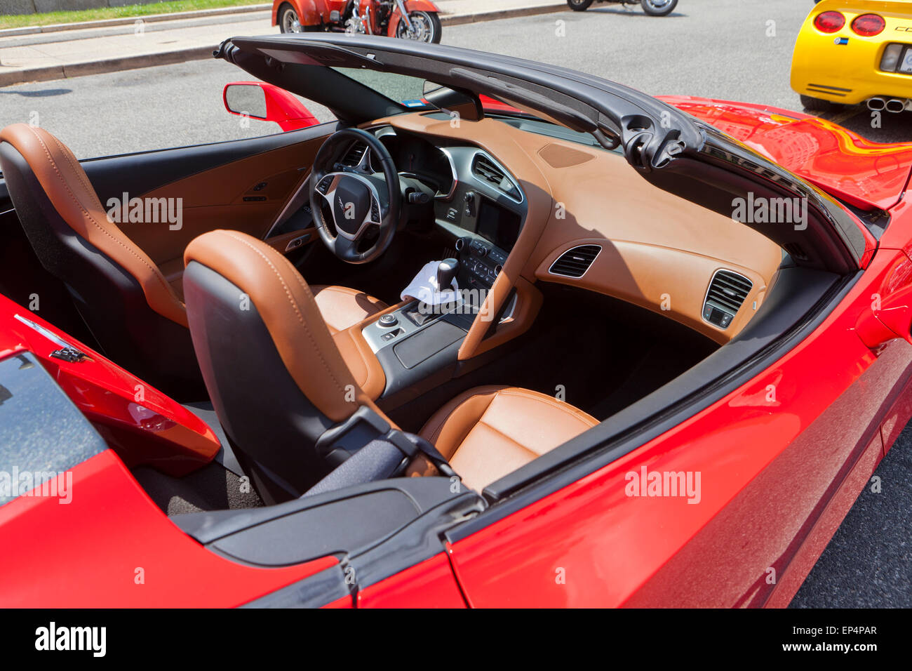 2014 Chevy Corvette Stingray Z51 convertible interior view - USA Stock Photo