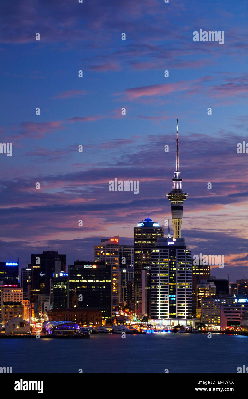Auckland CBD, Skytower, and Waitemata Harbour, North Island, New Zealand Stock Photo Alamy
