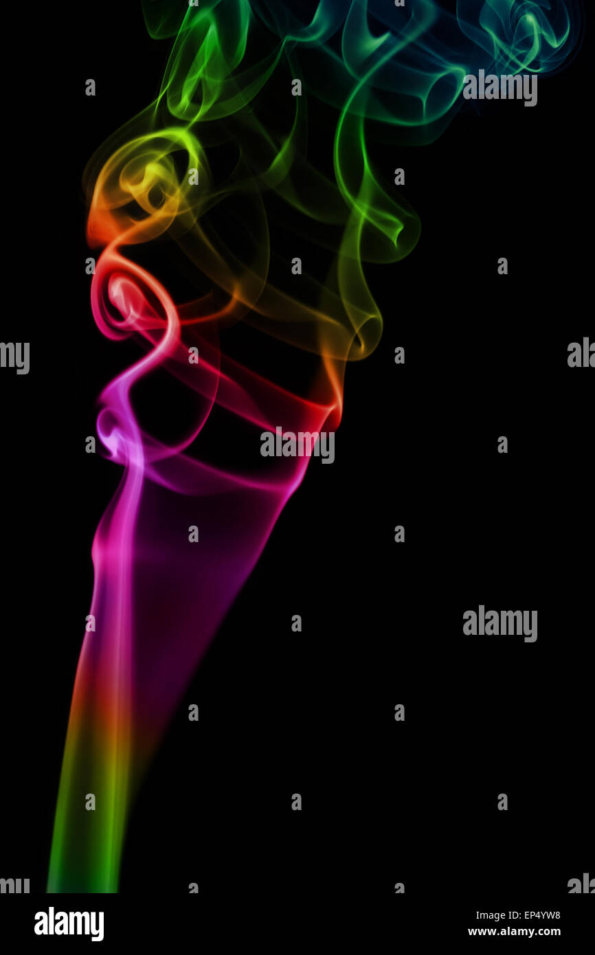 colorful smoke on black background Stock Photo