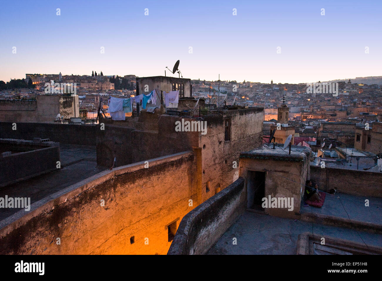 Morocco, Fes, , view from Source Blue riad Stock Photo - Alamy