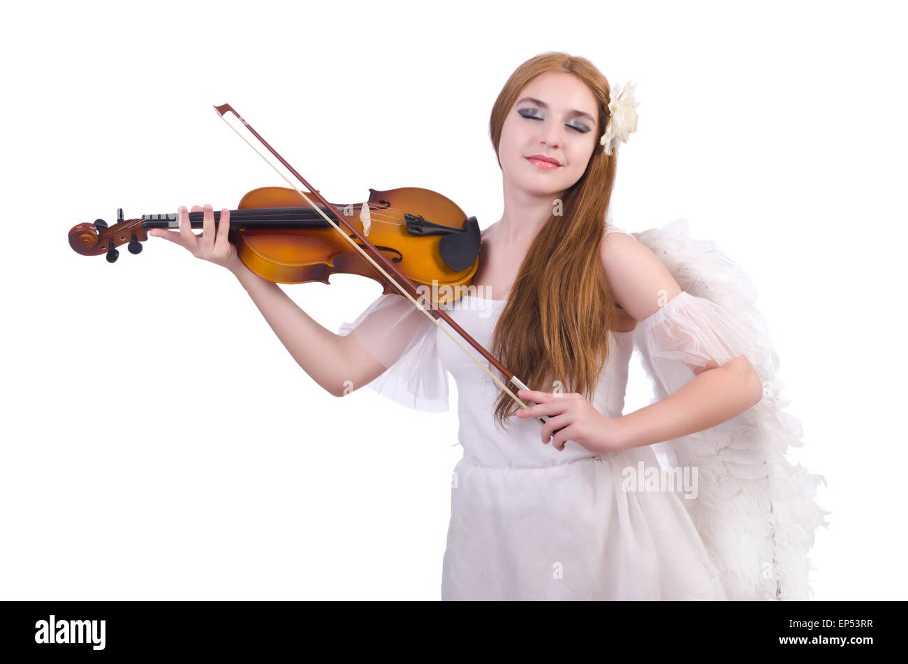 Young violin player isolated on white Stock Photo - Alamy