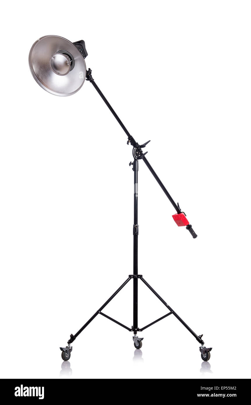 Studio light stand isolated on the white Stock Photo Alamy