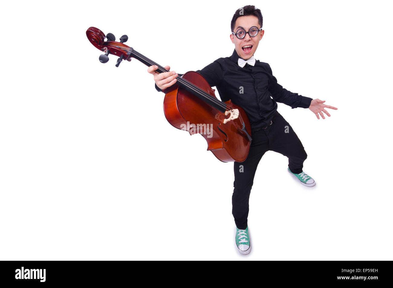 Funny violin player on white Stock Photo Alamy