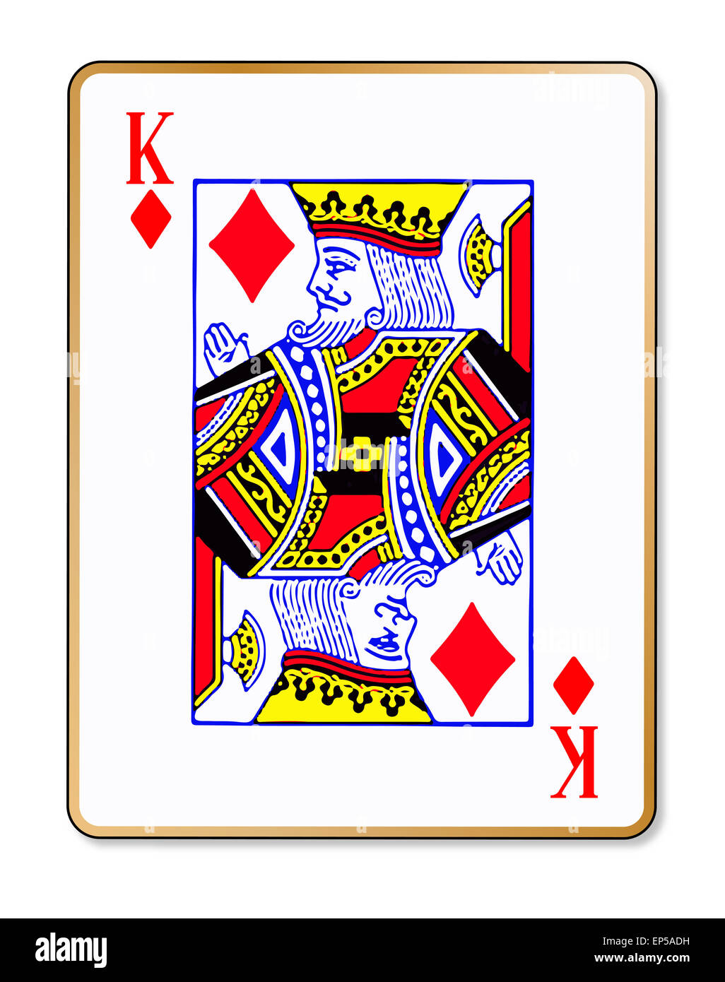 The playing card the King of diamonds over a white background Stock
