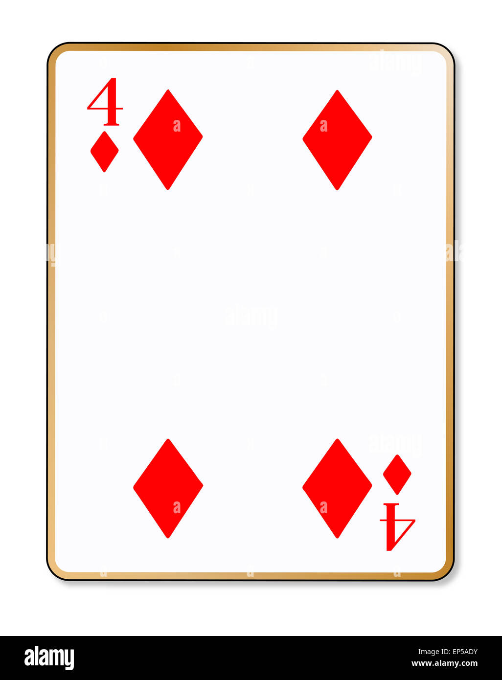 The playing card the four of diamonds over a white background Stock Photo -  Alamy