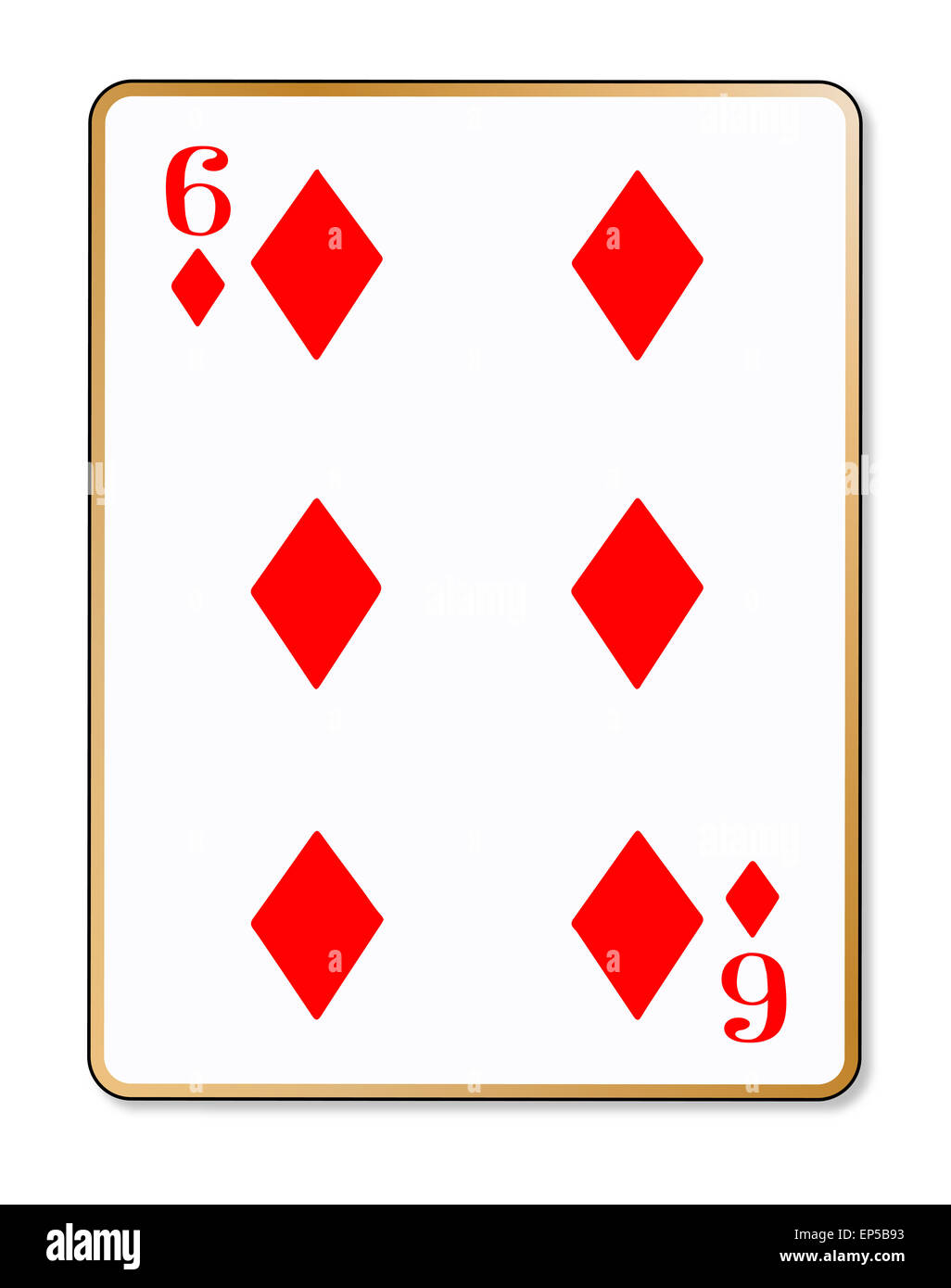 The playing card the six of diamonds over a white background Stock Photo