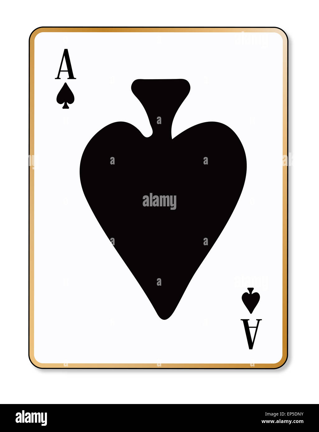 The playing card the Ace of spades over a white background Stock Photo