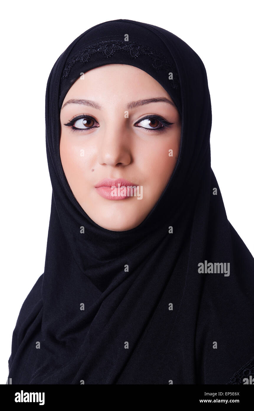 Muslim young woman wearing hijab on white Stock Photo - Alamy