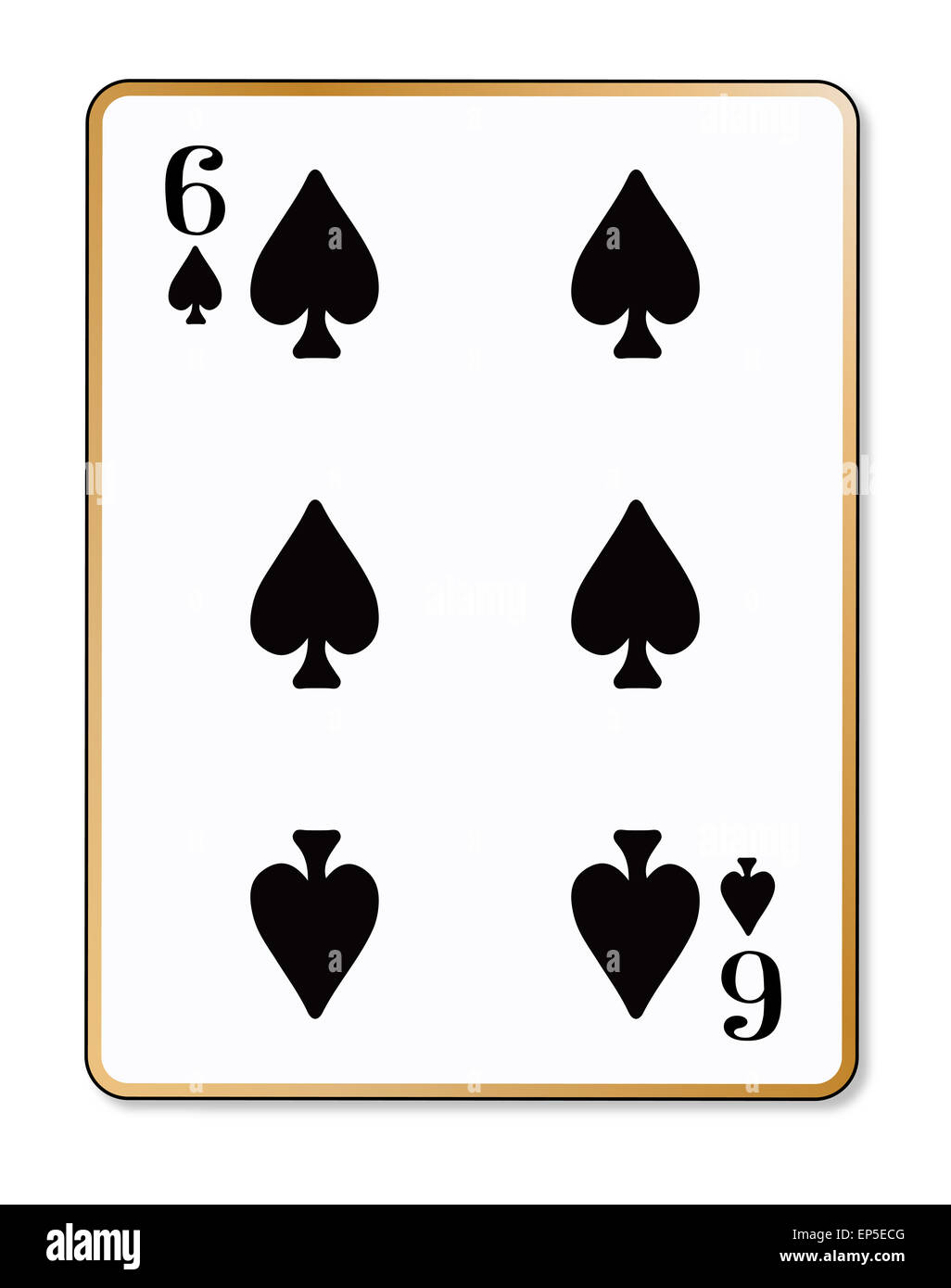 The playing card the Six of spades over a white background Stock Photo