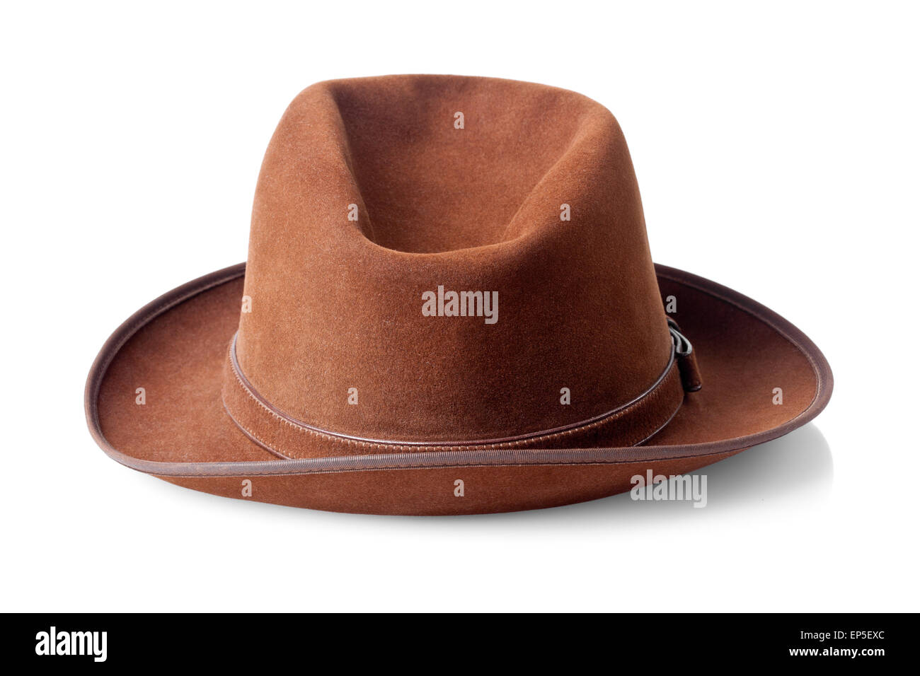 brown male felt hat isolated on white background Stock Photo - Alamy