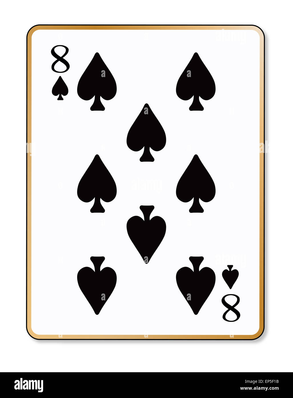 The playing card the Eight of spades over a white background Stock Photo
