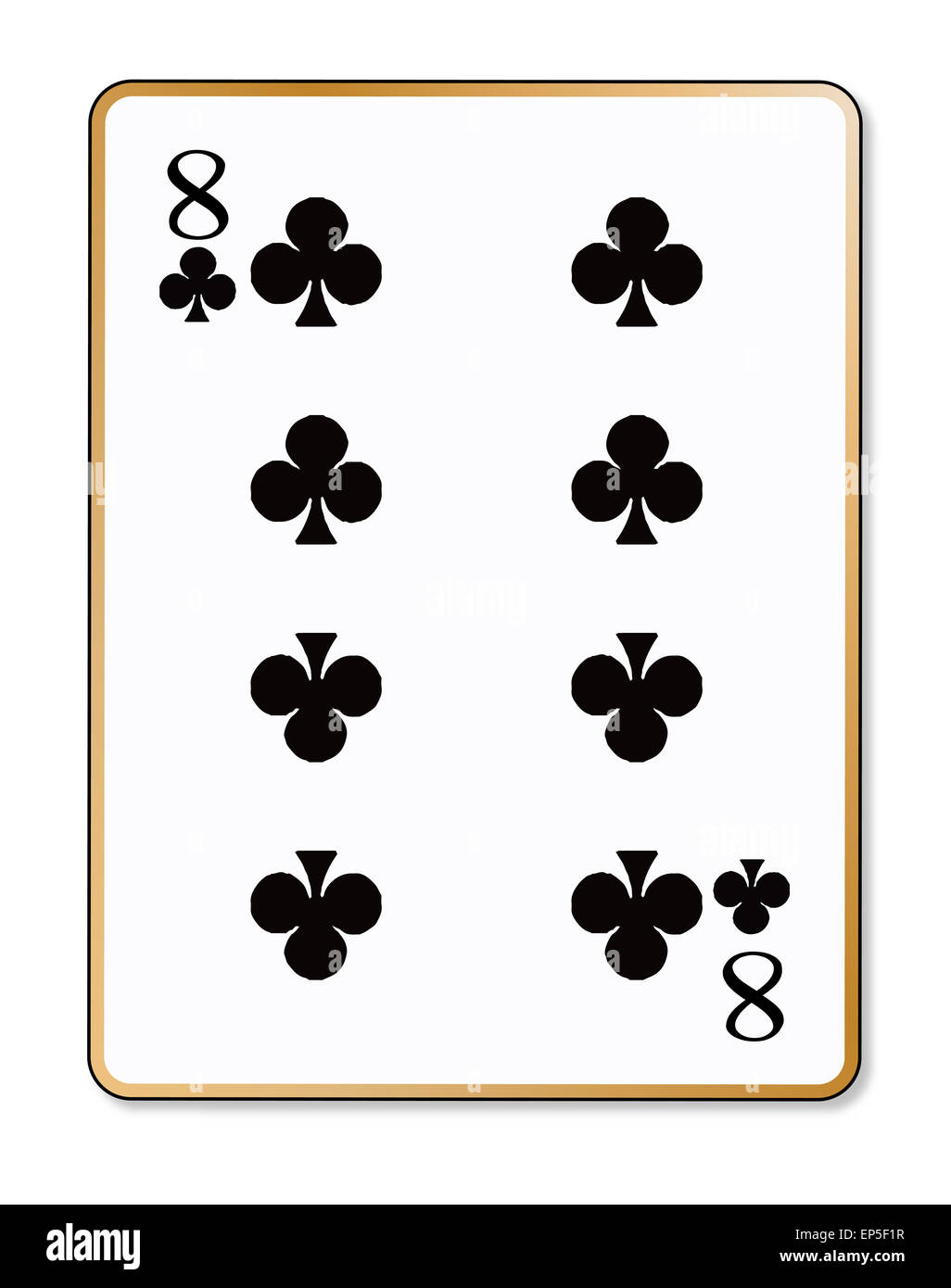 The playing card the Eight of clubs over a white background Stock Photo