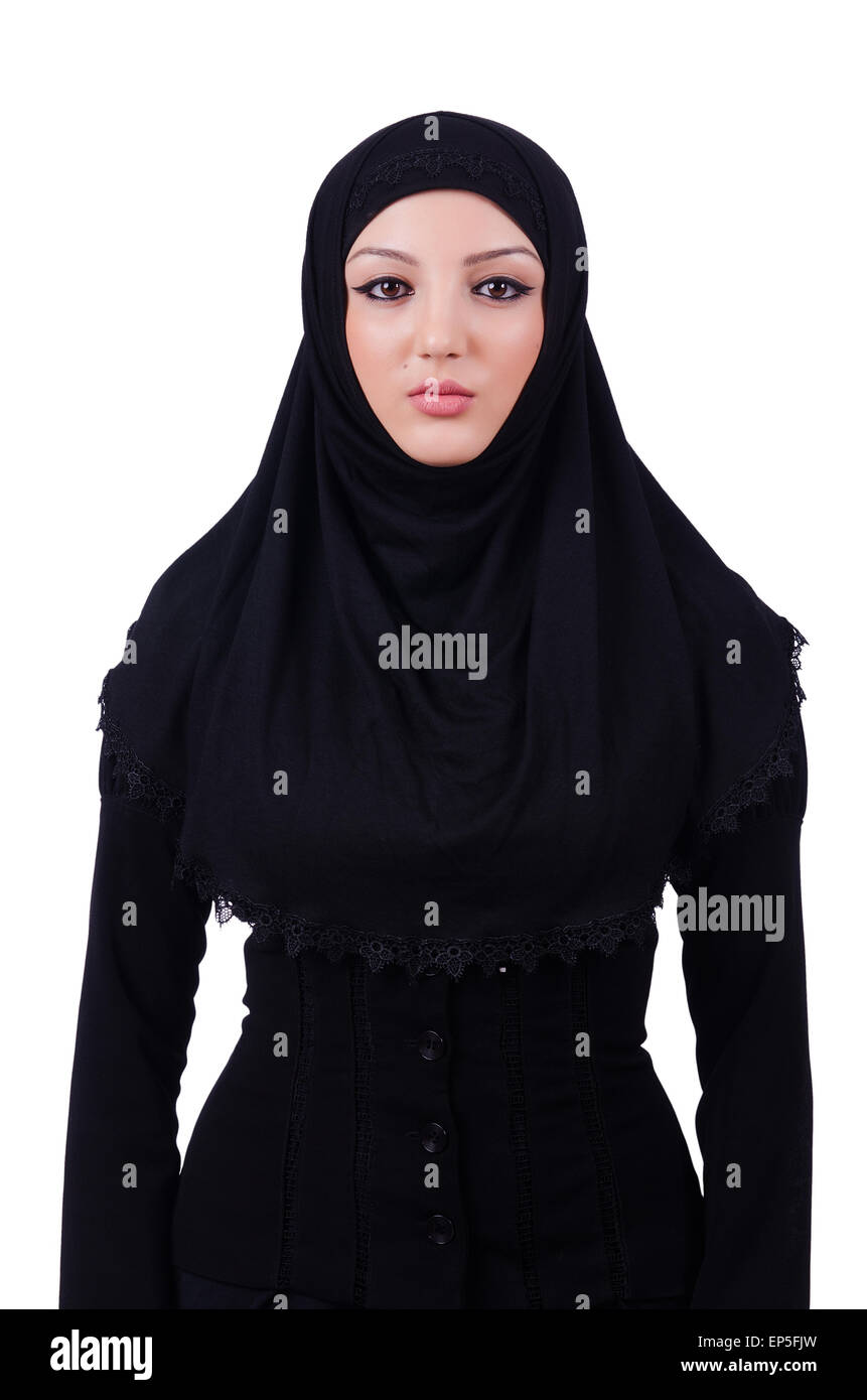 Muslim young woman wearing hijab on white Stock Photo - Alamy
