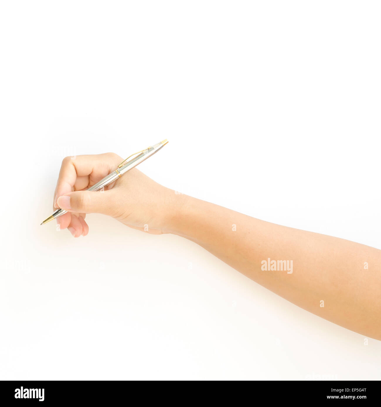 female hand writing on a white background Stock Photo - Alamy